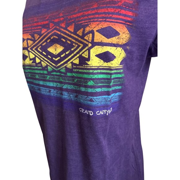 Grand Canyon Ladies L T-Shirt Purple With Tribal Rainbow Design Travel - Picture 2 of 7